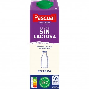 PASCUAL Leche entera Sin lactosa envase 1 L